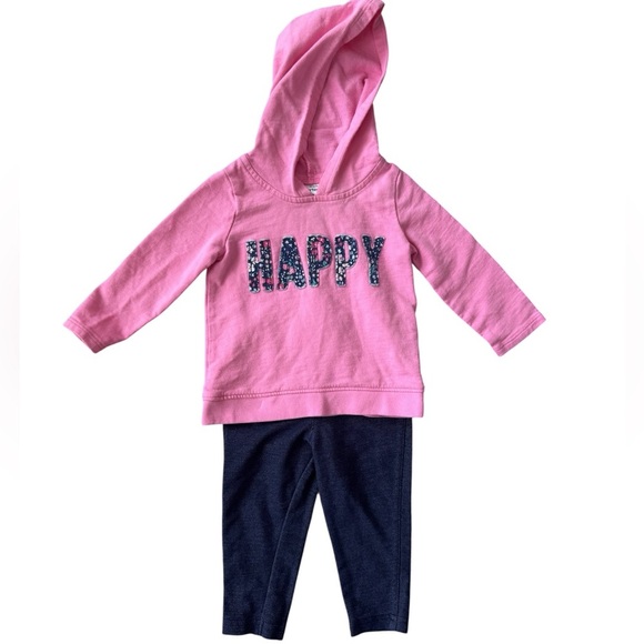 Carter’s Baby girl fall outfit pink Hoodie & Leggings Set – Size 12 Months - Picture 1 of 8